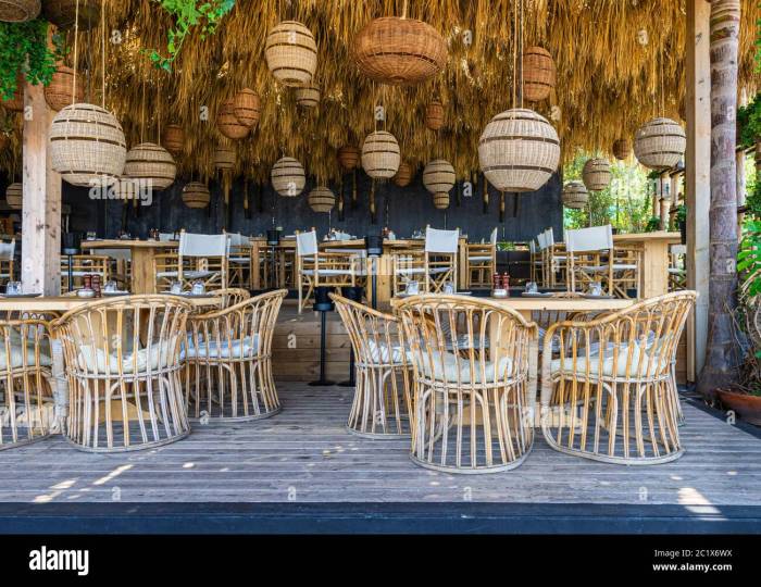 Desain interior rumah makan bambu